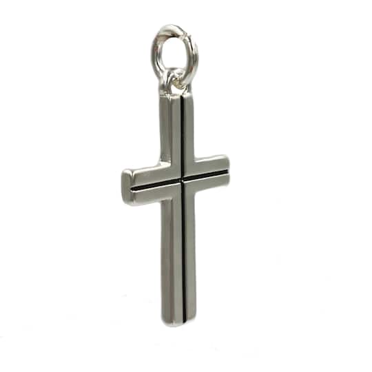 12 Pack: Charmalong™ Antique Silver Cross Charm by Bead Landing™